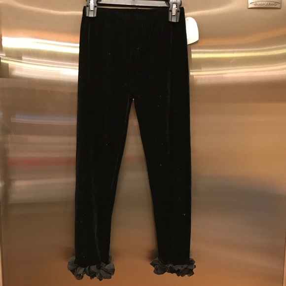 Girls Love You Lots Black Velvet Pants - Picture 1 of 5